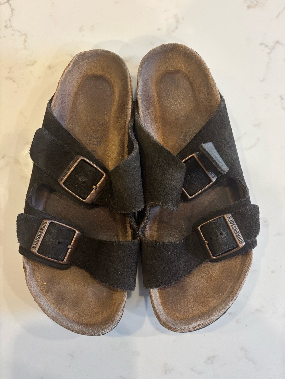 Birkenstock Kids Arizona Suede Double-Strap Sandals - Dark Brown